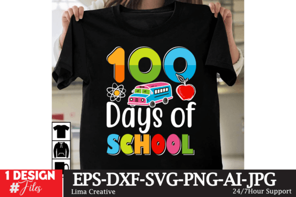 100 Days of School Graphics for T-Shirt Designs