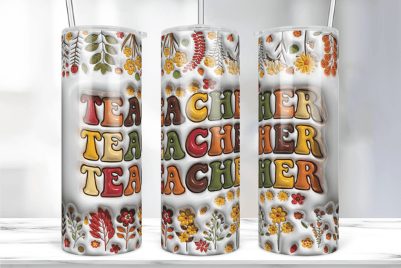 3D Inflated Teacher Wildflowers Tumbler Graphics and Print Templates