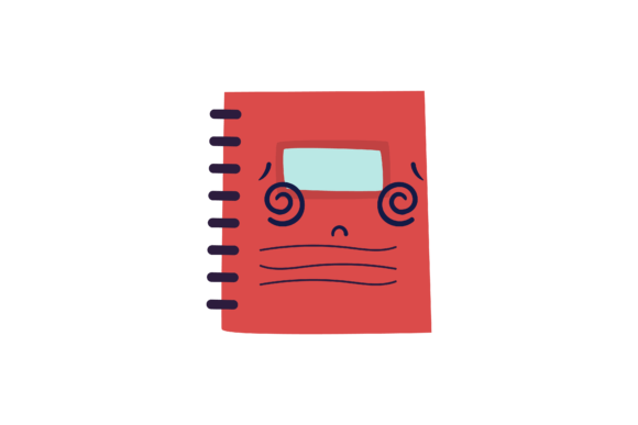 Back to School Red Notebook Kawai Icon Graphics